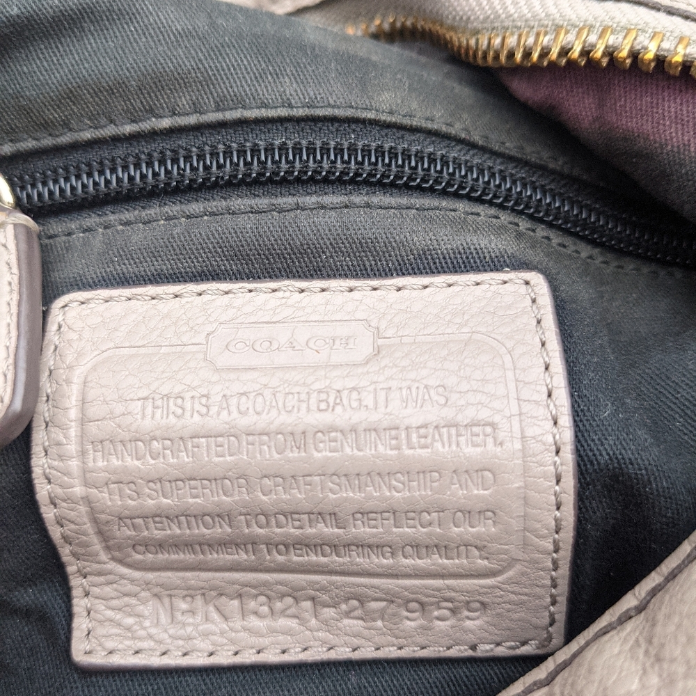 Coach Convertible Gray Legacy Embossed Leather Tassel Duffle Shoulder Bag - Picture 6 of 6